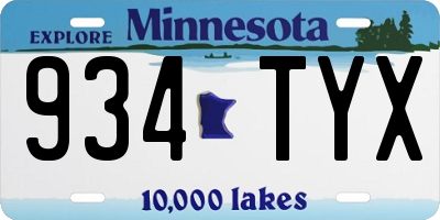 MN license plate 934TYX