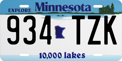 MN license plate 934TZK
