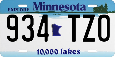 MN license plate 934TZO