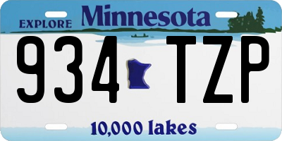 MN license plate 934TZP