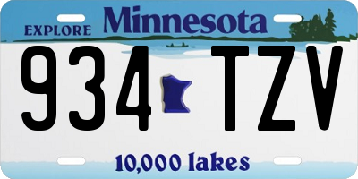 MN license plate 934TZV