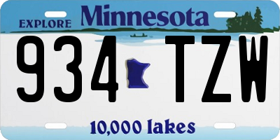 MN license plate 934TZW