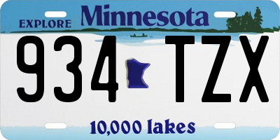 MN license plate 934TZX