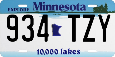 MN license plate 934TZY