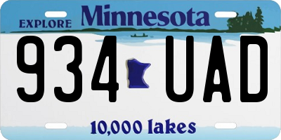 MN license plate 934UAD