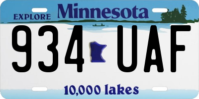 MN license plate 934UAF