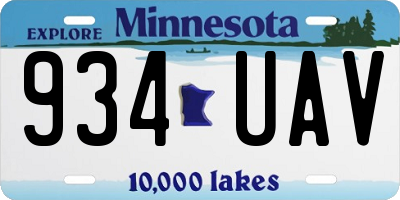 MN license plate 934UAV