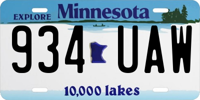 MN license plate 934UAW