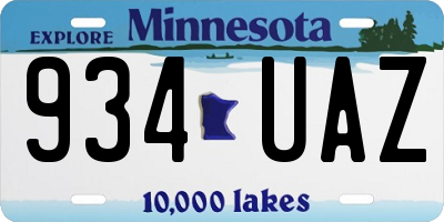 MN license plate 934UAZ