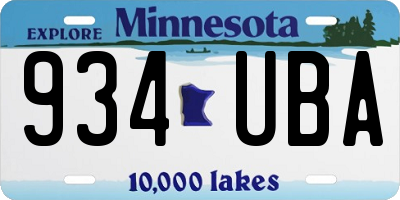 MN license plate 934UBA
