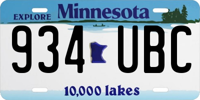 MN license plate 934UBC