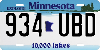 MN license plate 934UBD
