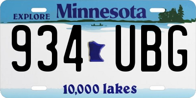 MN license plate 934UBG