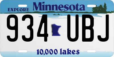 MN license plate 934UBJ