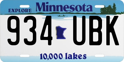 MN license plate 934UBK