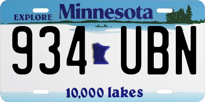 MN license plate 934UBN
