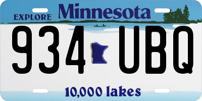 MN license plate 934UBQ