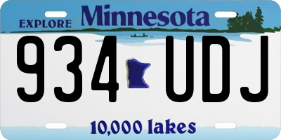 MN license plate 934UDJ