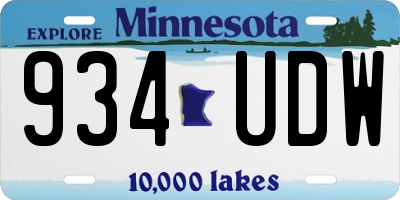 MN license plate 934UDW