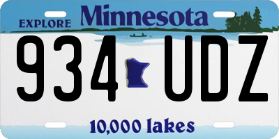 MN license plate 934UDZ