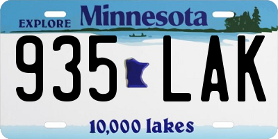 MN license plate 935LAK