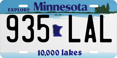 MN license plate 935LAL