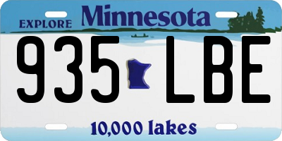 MN license plate 935LBE