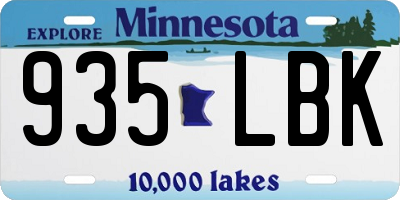 MN license plate 935LBK