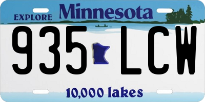 MN license plate 935LCW