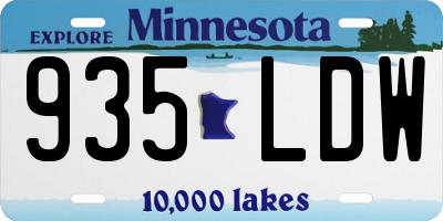 MN license plate 935LDW