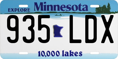 MN license plate 935LDX