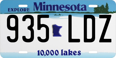 MN license plate 935LDZ