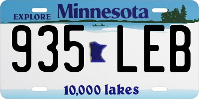 MN license plate 935LEB
