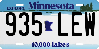 MN license plate 935LEW