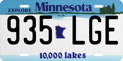 MN license plate 935LGE