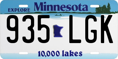 MN license plate 935LGK