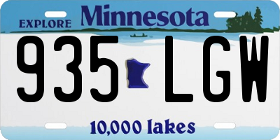 MN license plate 935LGW