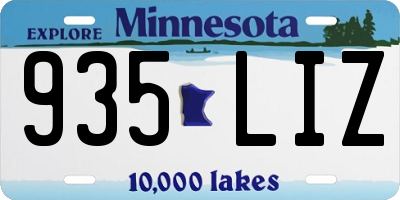 MN license plate 935LIZ