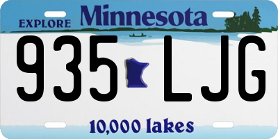 MN license plate 935LJG