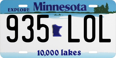 MN license plate 935LOL