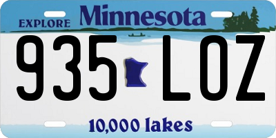 MN license plate 935LOZ