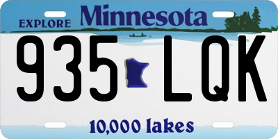 MN license plate 935LQK