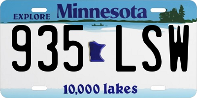 MN license plate 935LSW