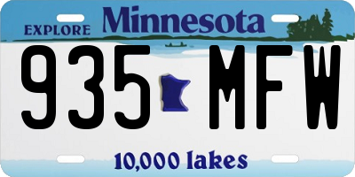 MN license plate 935MFW