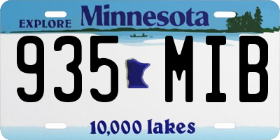 MN license plate 935MIB