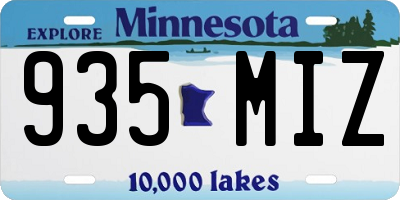 MN license plate 935MIZ