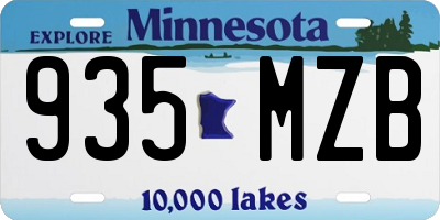 MN license plate 935MZB