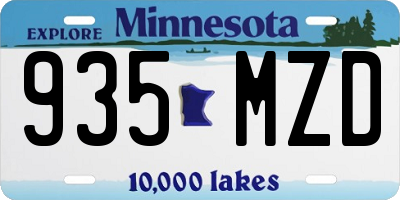 MN license plate 935MZD