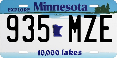 MN license plate 935MZE