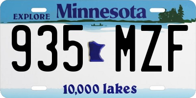 MN license plate 935MZF